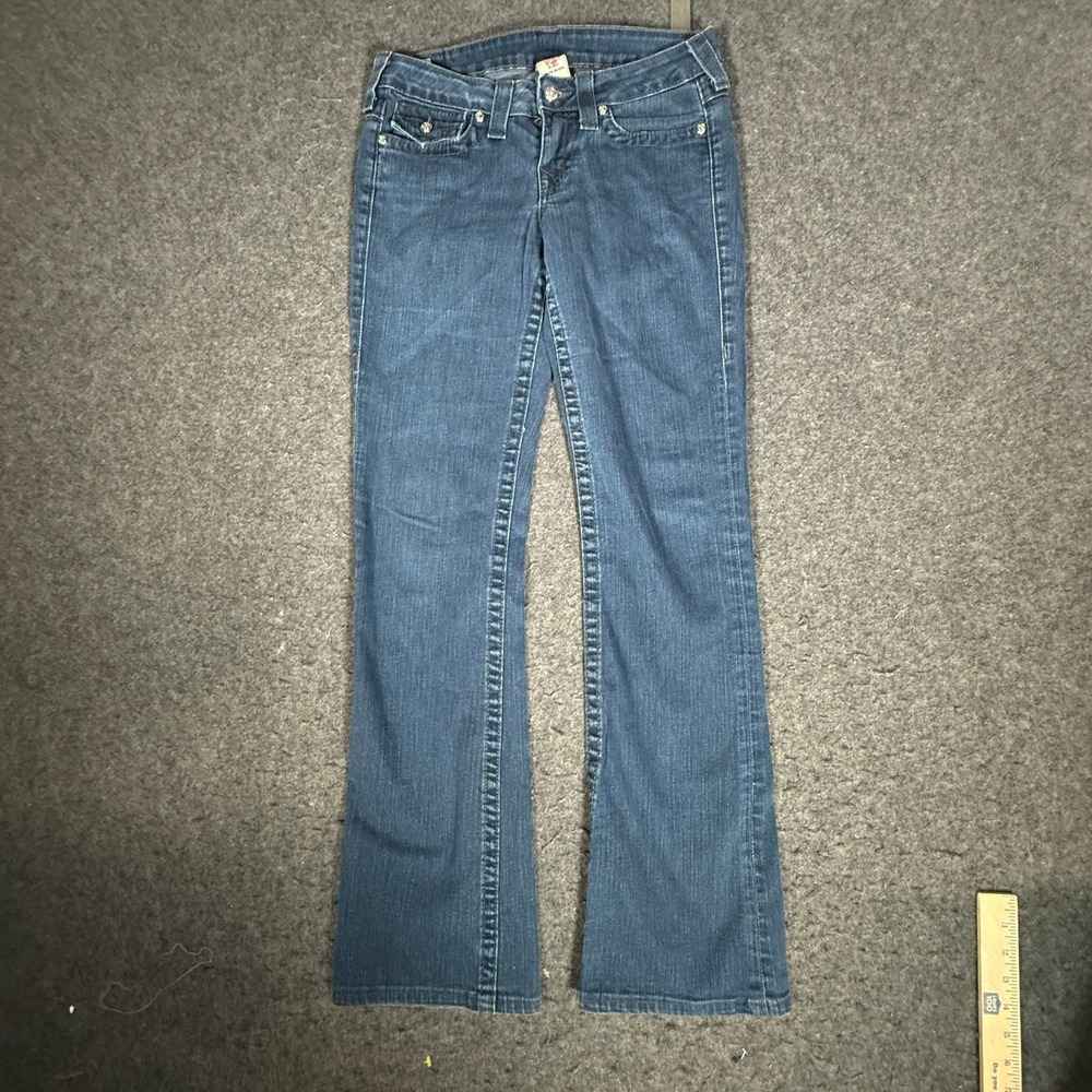 True Religion Jeans Womens 28 USA Bootcut Flap Pocket‎ Medium Wash Y2K Stretch